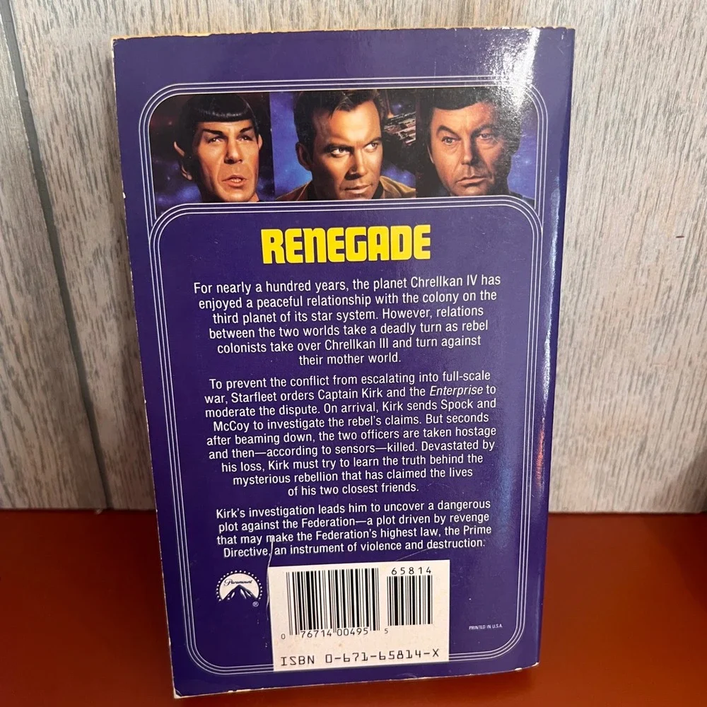 Star Trek Renegade Novel #55 Gene DeWeese 1991 Pocket Books‎ Paperback Sci-Fi